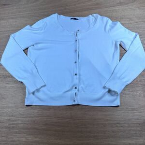 Express White Cardigan Womens Small (Tagged XL) Cropped Button Front Lightweight